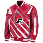 customized ball state cardinals chevron angles red varsity jacket best selling.webp