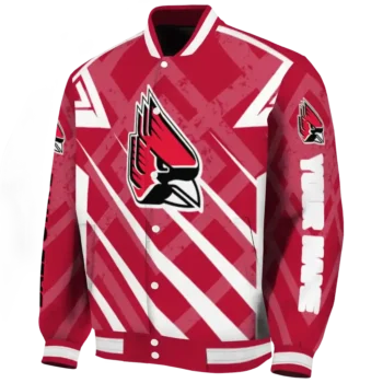 customized ball state cardinals chevron angles red varsity jacket best selling.webp
