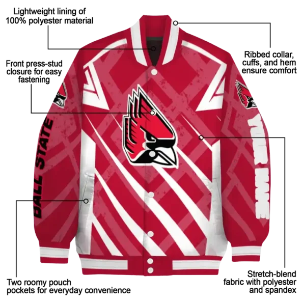 customized ball state cardinals chevron angles red varsity jacket new arrival.webp