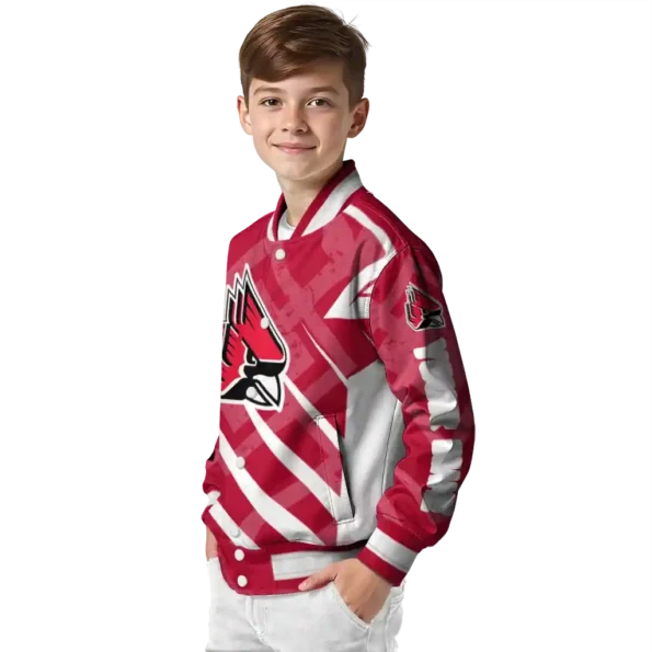 customized ball state cardinals chevron angles red varsity jacket trendy.webp