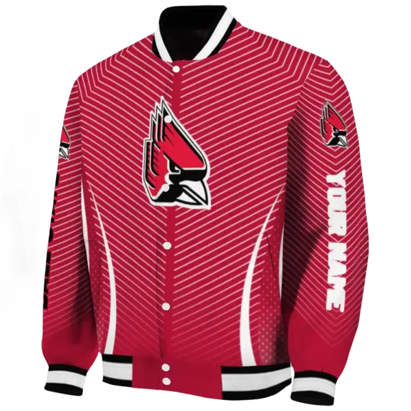 customized ball state cardinals chevron arrow red varsity jacket best selling.webp