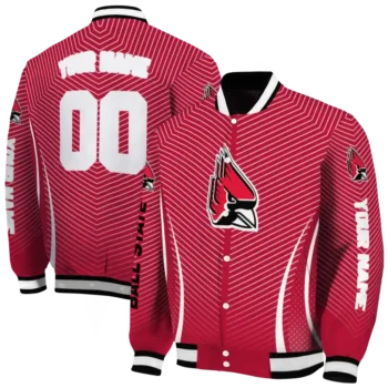 customized ball state cardinals chevron arrow red varsity jacket fashion forward.webp