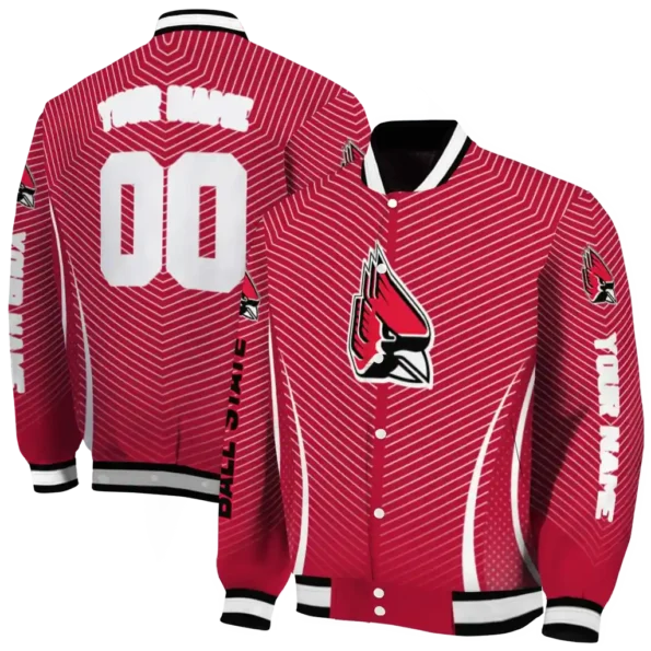 customized ball state cardinals chevron arrow red varsity jacket fashion forward.webp