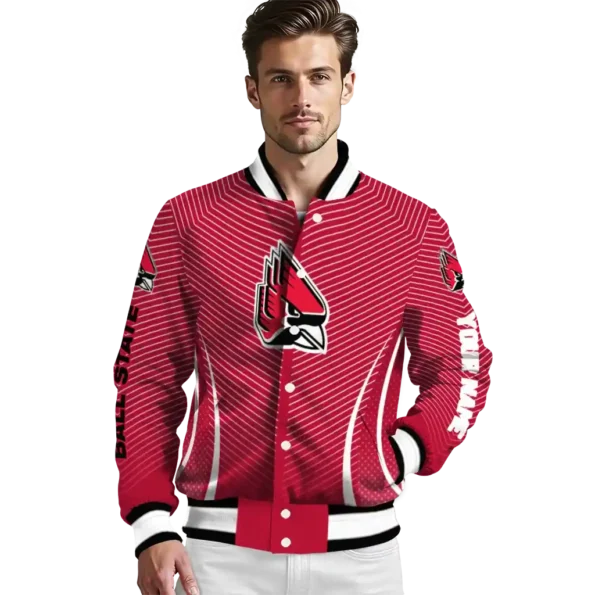 customized ball state cardinals chevron arrow red varsity jacket high quality.webp