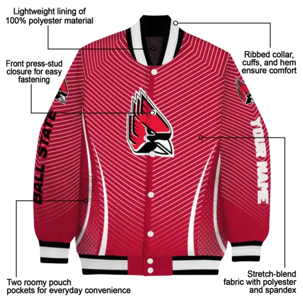 customized ball state cardinals chevron arrow red varsity jacket new arrival.webp