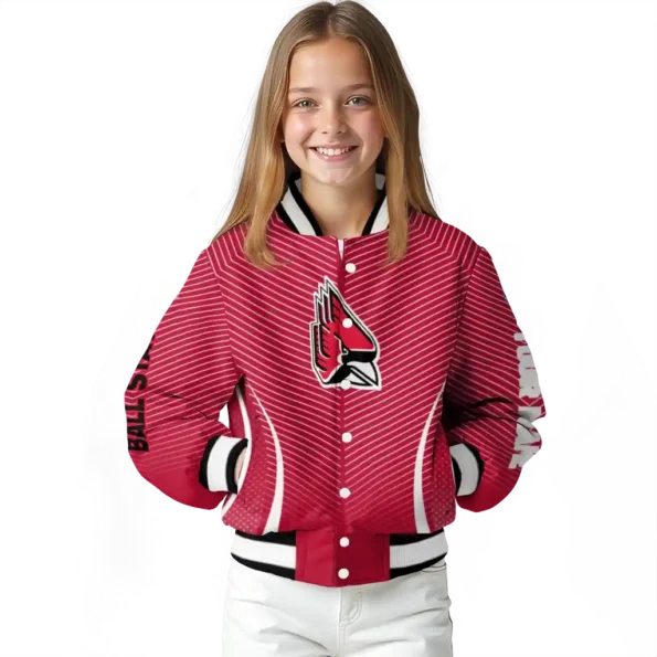 customized ball state cardinals chevron arrow red varsity jacket top rated.webp