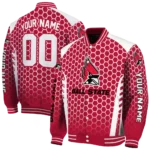 customized ball state cardinals hexagon grid red varsity jacket best selling.webp