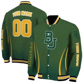 customized baylor bears chevron arrow green varsity jacket fashion forward.webp