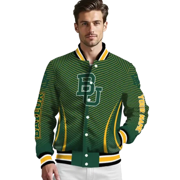customized baylor bears chevron arrow green varsity jacket high quality.webp