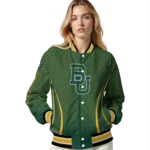 customized baylor bears chevron arrow green varsity jacket best selling.webp