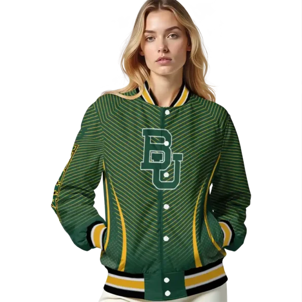 customized baylor bears chevron arrow green varsity jacket latest model.webp