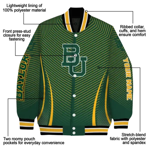 customized baylor bears chevron arrow green varsity jacket new arrival.webp