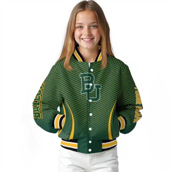 customized baylor bears chevron arrow green varsity jacket top rated.webp