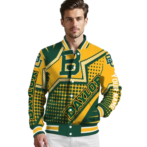 customized baylor bears star burst green varsity jacket high quality.webp