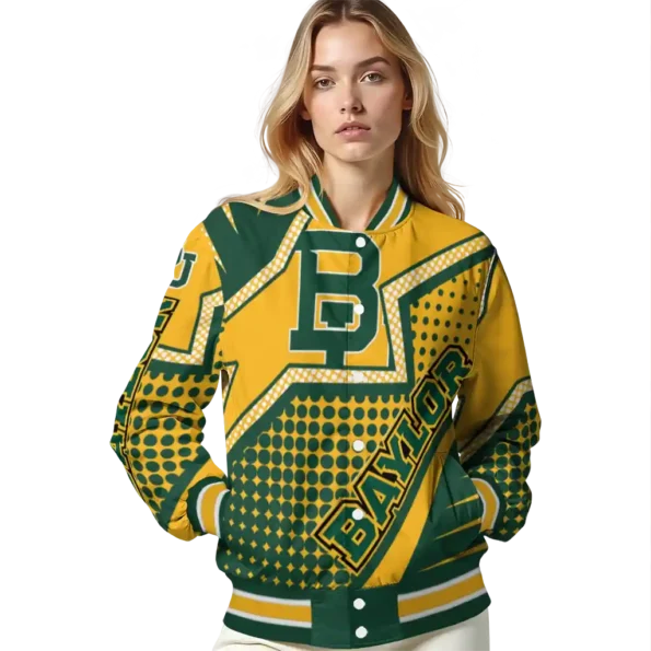 customized baylor bears star burst green varsity jacket latest model.webp