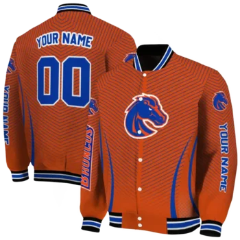 customized boise state broncos chevron arrow orange varsity jacket fashion forward.webp