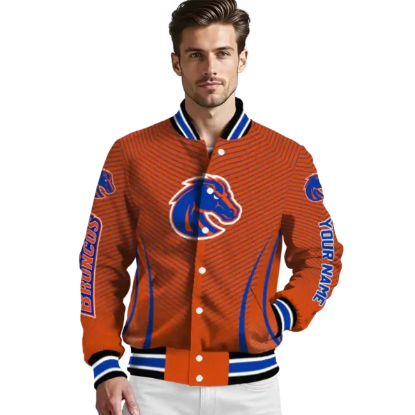 customized boise state broncos chevron arrow orange varsity jacket high quality.webp