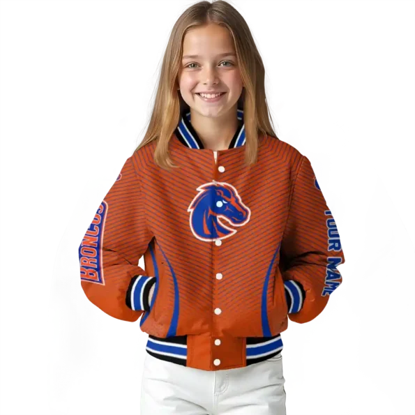 customized boise state broncos chevron arrow orange varsity jacket top rated.webp