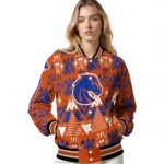 customized boise state broncos pyramid shapes orange varsity jacket best selling.webp