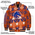customized boise state broncos pyramid shapes orange varsity jacket best selling.webp