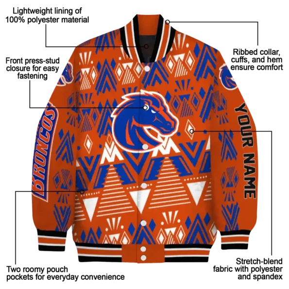 customized boise state broncos pyramid shapes orange varsity jacket new arrival.webp