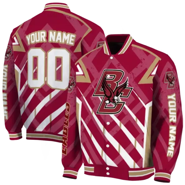 customized boston college eagles chevron angles maroon varsity jacket fashion forward.webp