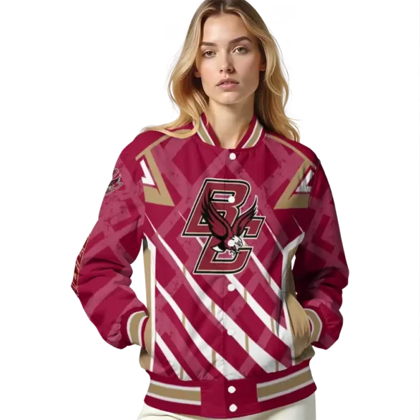 customized boston college eagles chevron angles maroon varsity jacket latest model.webp