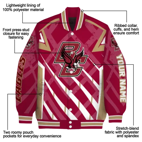 customized boston college eagles chevron angles maroon varsity jacket new arrival.webp