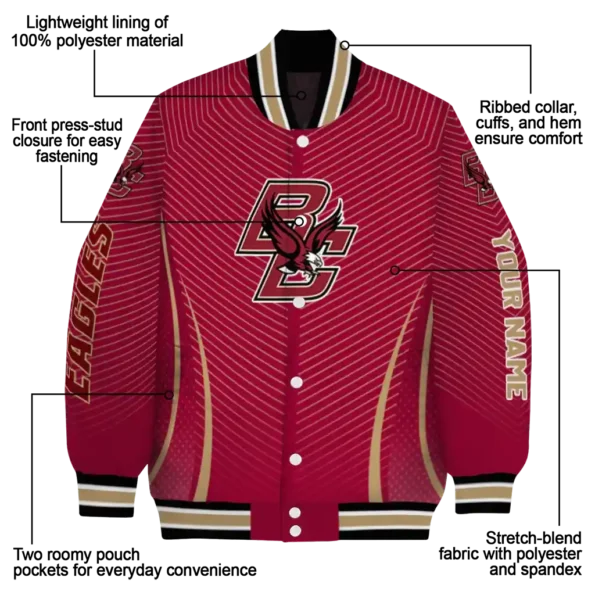 customized boston college eagles chevron arrow maroon varsity jacket new arrival.webp