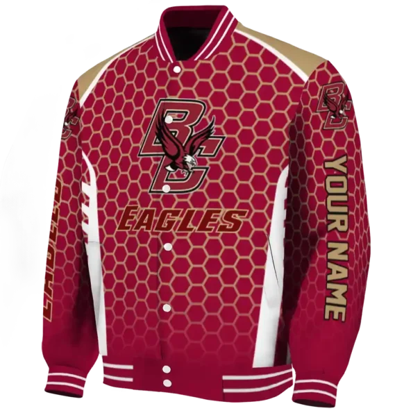 customized boston college eagles hexagon grid maroon varsity jacket best selling.webp