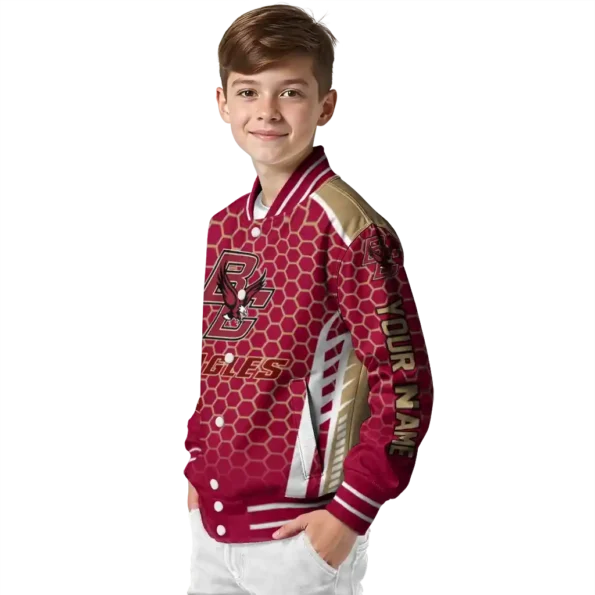 customized boston college eagles hexagon grid maroon varsity jacket trendy.webp