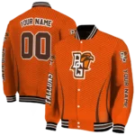 customized bowling green falcons chevron arrow orange varsity jacket best selling.webp