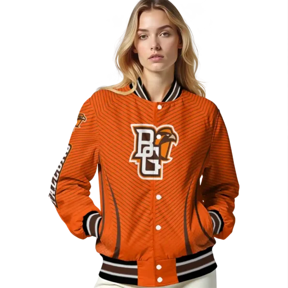customized bowling green falcons chevron arrow orange varsity jacket latest model.webp