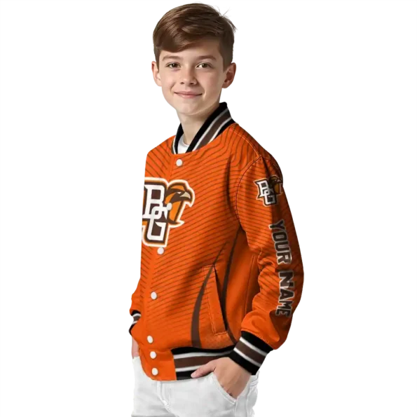 customized bowling green falcons chevron arrow orange varsity jacket trendy.webp