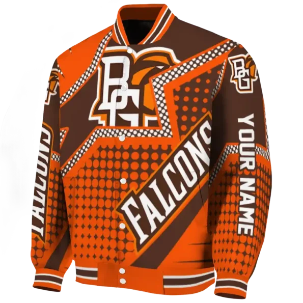 customized bowling green falcons star burst orange varsity jacket best selling.webp