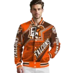 customized bowling green falcons star burst orange varsity jacket best selling.webp