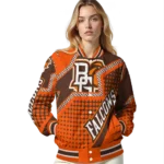 customized bowling green falcons star burst orange varsity jacket best selling.webp