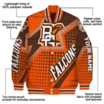 customized bowling green falcons star burst orange varsity jacket best selling.webp