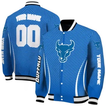 customized buffalo bulls chevron arrow royal blue varsity jacket fashion forward.webp