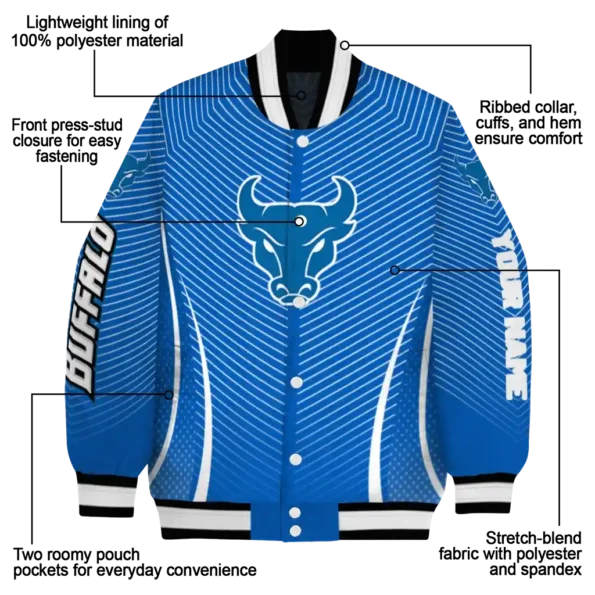 customized buffalo bulls chevron arrow royal blue varsity jacket new arrival.webp