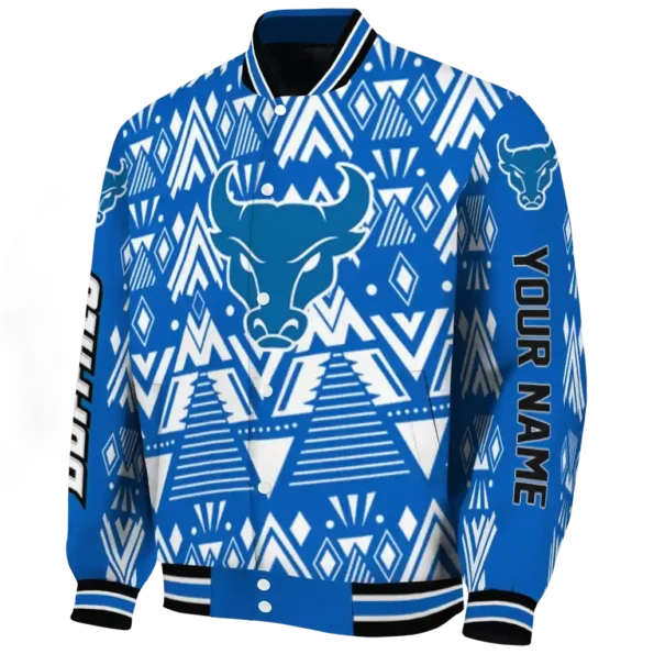 customized buffalo bulls pyramid shapes royal blue varsity jacket best selling.webp