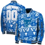 customized buffalo bulls pyramid shapes royal blue varsity jacket best selling.webp