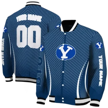 customized byu cougars chevron arrow blue varsity jacket fashion forward.webp