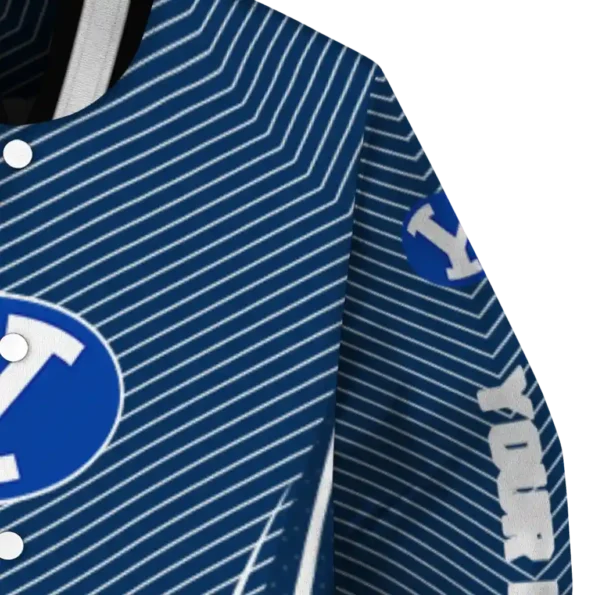 customized byu cougars chevron arrow blue varsity jacket premium grade.webp