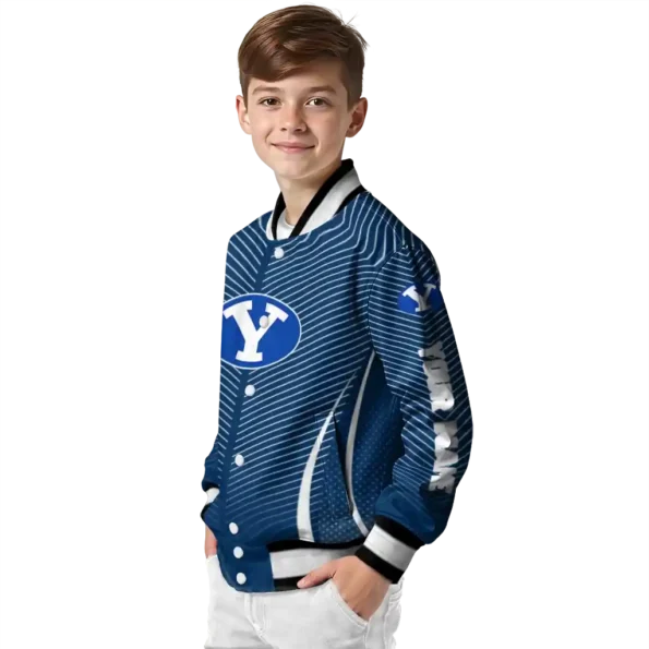 customized byu cougars chevron arrow blue varsity jacket trendy.webp