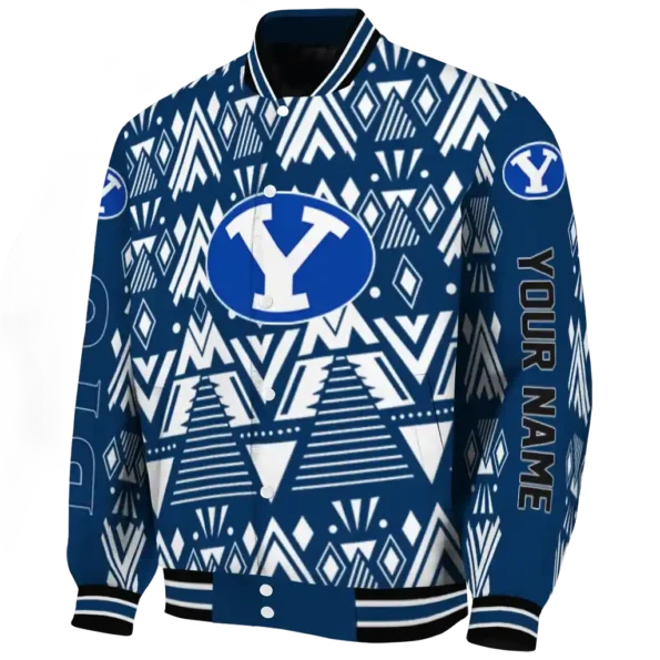 customized byu cougars pyramid shapes blue varsity jacket best selling.webp