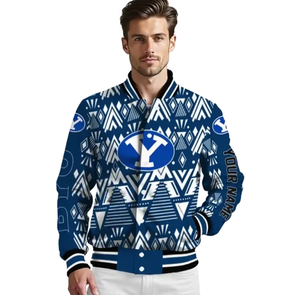 customized byu cougars pyramid shapes blue varsity jacket high quality.webp