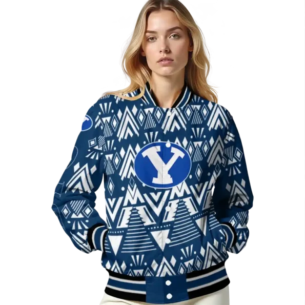 customized byu cougars pyramid shapes blue varsity jacket latest model.webp