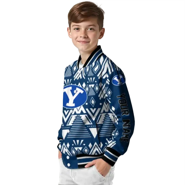 customized byu cougars pyramid shapes blue varsity jacket trendy.webp