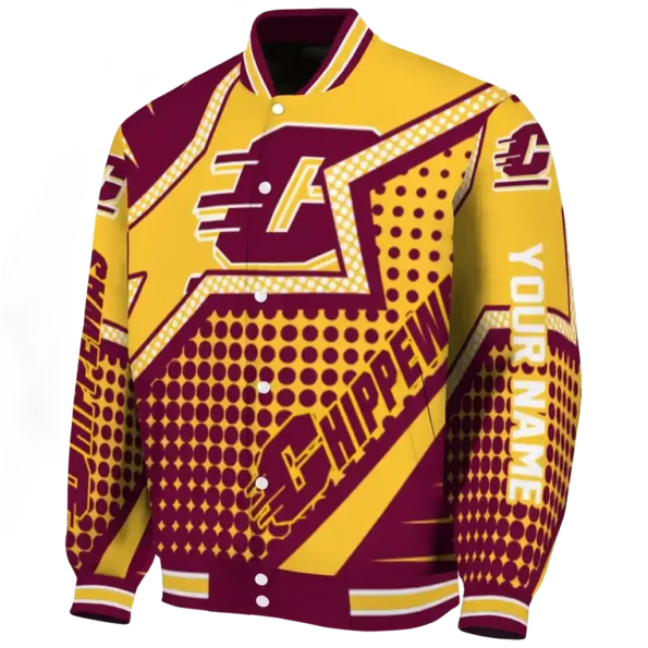 customized central michigan chippewas star burst maroon varsity jacket best selling.webp